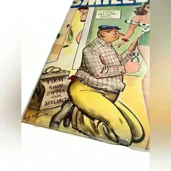 VINTAGE SMILES MAGAZINE MARCH 1958 HUMOR COMIC Glass Frame 5x7 Pinup - Picture 3 of 6